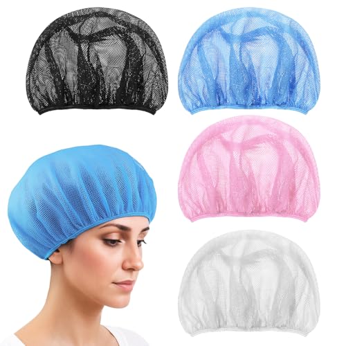 4 Pack Mesh Sleep Bonnets for Women - Soft, Breathable Hair Nets