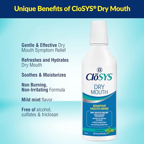 CloSYS Dry Mouth Mouthwash 16oz - Alcohol-Free Mild Mint Relief