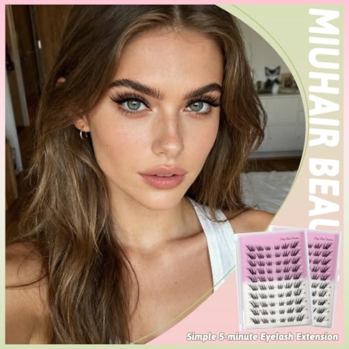 Self-Adhesive Fox Lash Clusters - 60pcs Wispy Anime Lashes