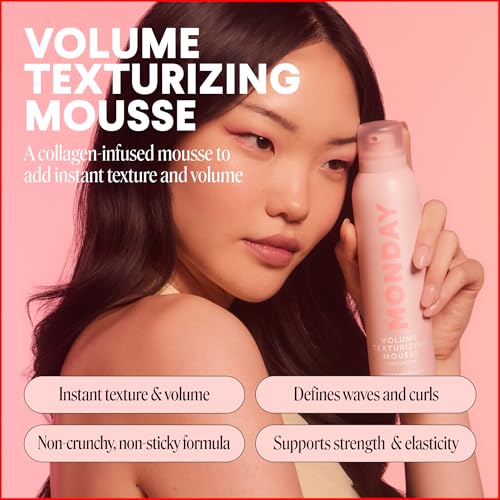 MONDAY Haircare VOLUME Texturizing Mousse with Collagen, 7 oz (Pack of 2)