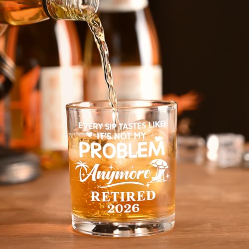 Funny Retirement Whiskey Glass for Men - Not My Problem Anymore 2026