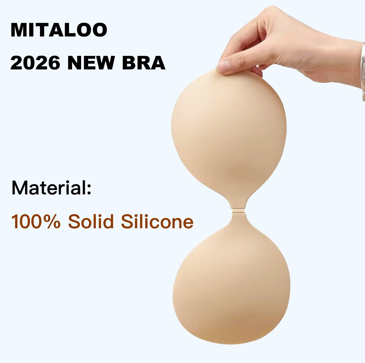 MITALOO Sticky Bra Slicone Adhesive Bra Seamless Push Up Invisible Strapless Backless Covers for Women Light Beige