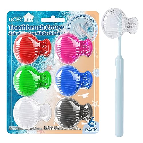 UCEC Style 1 6-Pack Toothbrush Covers Caps - Travel & Family Use, Fits Most Brands