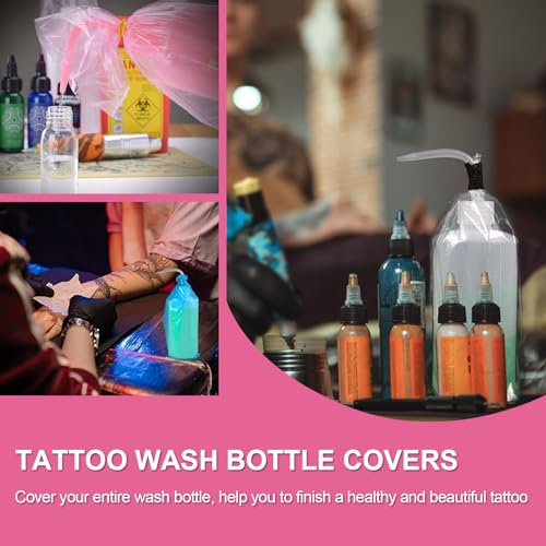 PEPAX Pink Tattoo Bottle Bags 250pcs - Disposable Squeeze Bottle Covers