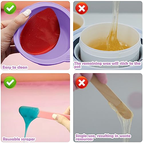 HingTai 2Pcs Silicone Wax Warmer Liners with Spatulas for Hair Removal