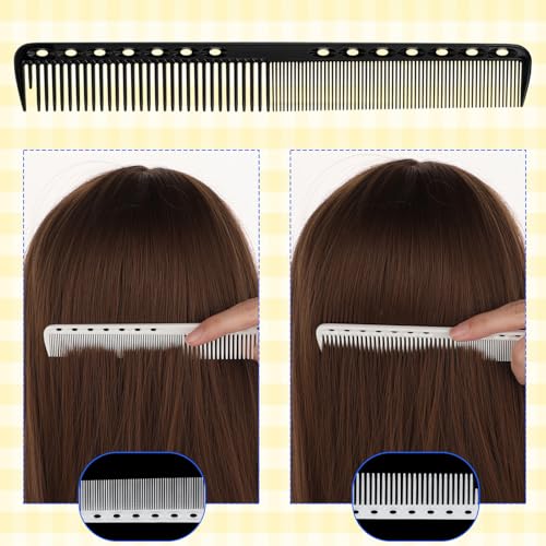 6Pcs Carbon Fiber Hair Cutting Combs for Stylist - Black, Grey, White