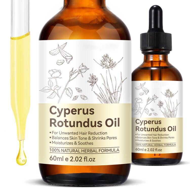 Cyperus Rotundus Oil - Natural Hair Removal Oil for Reducing Body Hair Growth | 2.02 Fl Oz