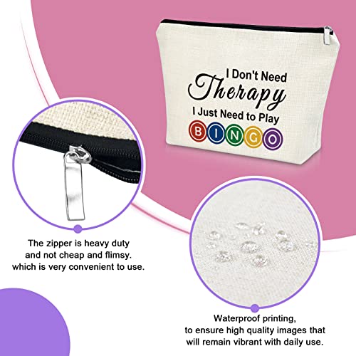Sazuwu 'I Don't Need Therapy I Just Need to Play Bingo' Cosmetic Travel Pouch - Bingo Lover Gift for Women
