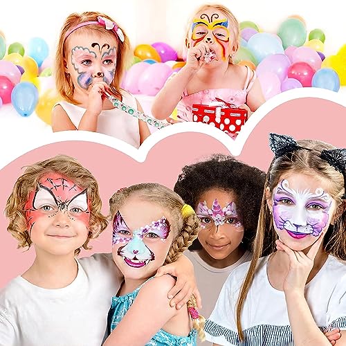 Kids Face Painting Kit - 12 Water-Based Colors, Washable Body & Face Paint for Halloween & Parties