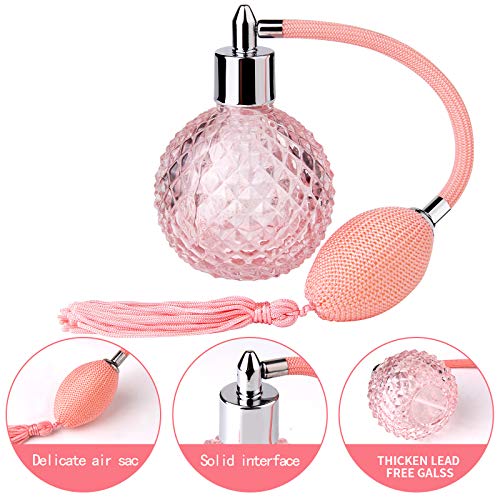 Lamoutor Vintage Perfume Spray Bottle 100ml Pink Crystal with Tassel