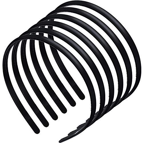 Willbond Black Thin Plastic Headbands - Set of 6, Classic, Non-Slip, Women’s Hair Accessories