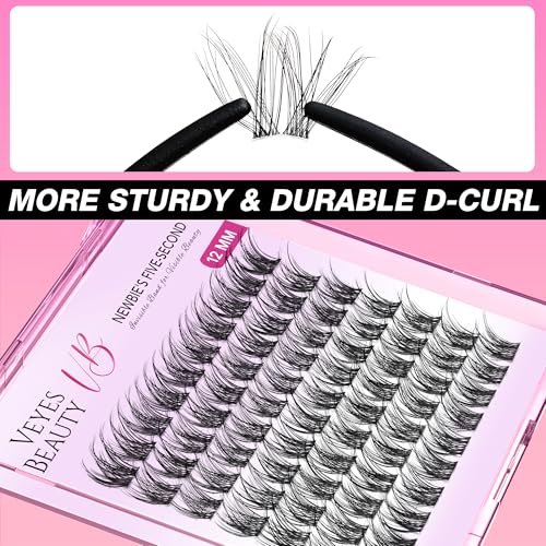 VEYESBEAUTY LuxeBold 12mm Lash Clusters - Quick & Easy Extensions