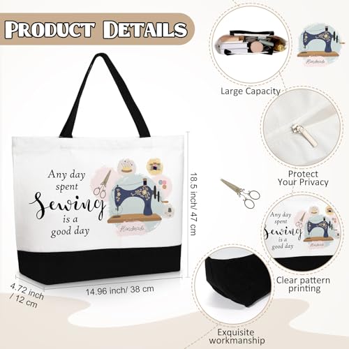 3-Piece Pig Lover Canvas Tote Bag, Makeup Pouch, and Keychain Gift Set