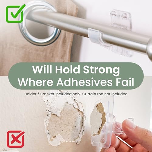 Heavy Duty Curtain Rod Holders with Pin Guide - 8 Pack for 0.75" Rods
