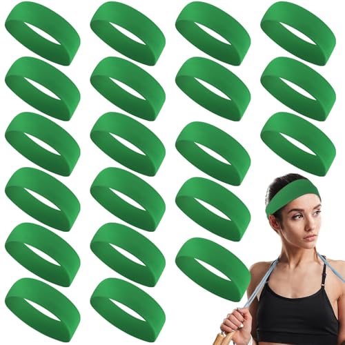 Hotop 20-Piece Sport Stretchy Headbands for Girls - Green