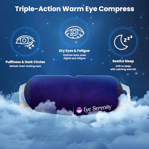 Eye Serenity Steam Eye Mask, Heated Eye Mask, Self Heating Warm Compress for Dry Eyes, Fast Relief for Stye, Puffy Sensitive Eyes, Moist Heat, Gift for Women and Men - Unscented