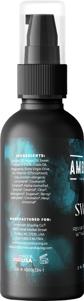 American Shaving Co. Swash Beard Oil for Men | Made With Jojoba Oil | Lightweight, Non-Greasy Beard Conditioner & Softener | Natural Oil for Thicker Beard | Beard care products for men | Made in USA