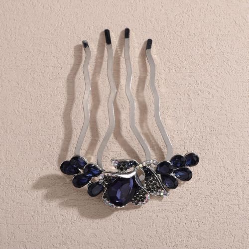 Missgrace Blue Bridal Hair Comb with Crystals – Wedding & Prom Hair Accessory