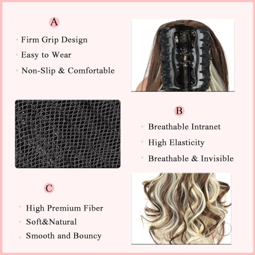 30-Inch Wavy Ponytail Extension with Claw Clip - Synthetic Hairpiece