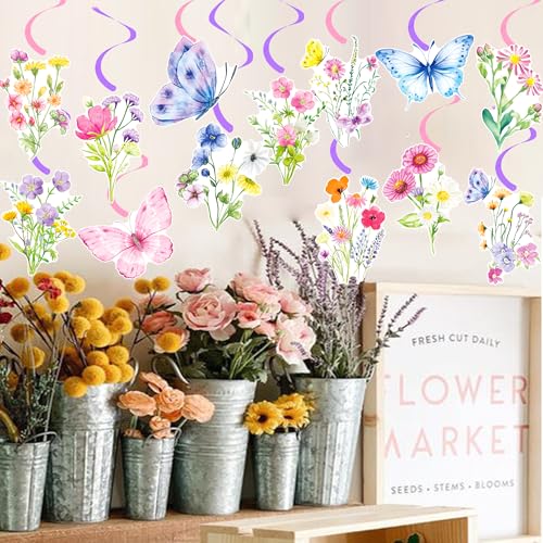 Wildflower Party Hanging Swirls - 20pcs Floral Decorations