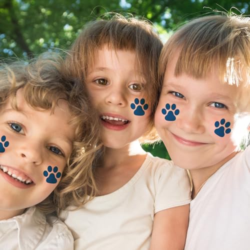 Blue Paw Print Temporary Tattoos - 20 Sheets, 300 Pieces Kids Party Favors