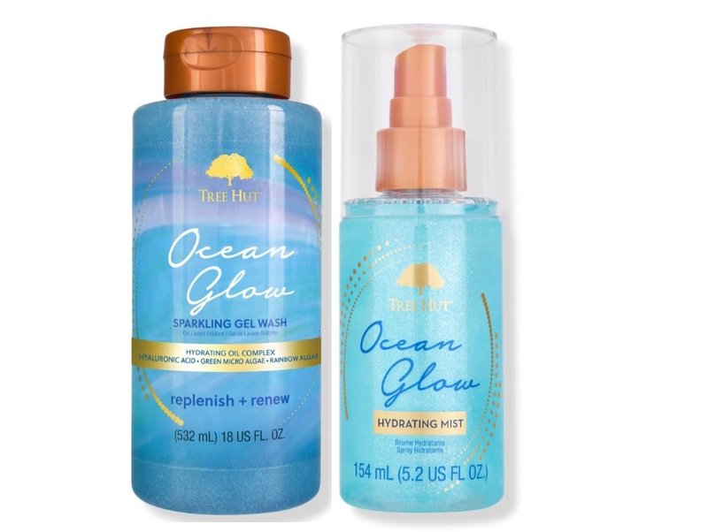 Tree Hut Ocean Glow Hydrating Foaming Gel Body Wash, 18 fl oz Ocean Glow Hydrating Fragrance Mist, 5.2 fl oz