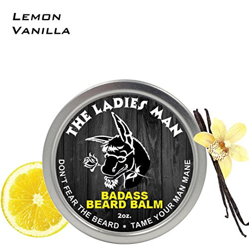 Badass Beard Care Beard Balm - Ladies Man Scent, 2 oz Natural Conditioner