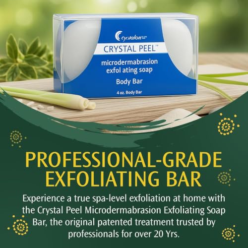 Exfoliating Bar Soap for Men & Women - Lemongrass 4oz | Crystal Peel Microdermabrasion