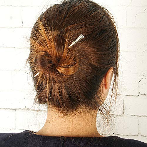 4 Pack Metal Hair Chopsticks - Gold & Silver Bun Hair Sticks for Elegant Updos