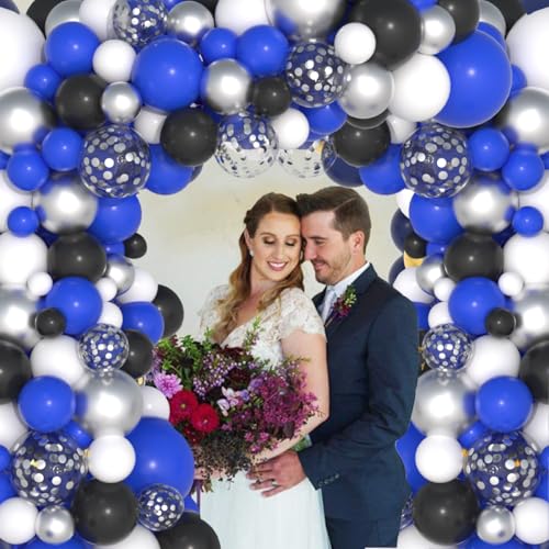 Blue Black and White Balloon Garland Arch Kit - 142PCS for Celebrations