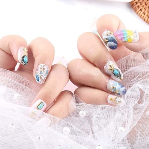 60-Piece Turquoise Nail Charms - 3D Hollowed Out Western Nail Art Gems