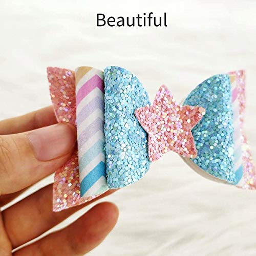 DIY Faux Leather Hair Bow Making Kit - 20 Set Glitter Hair Clip Craft Supplies