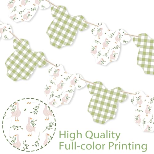 Silly Goose Sage Green Gingham Banner - 2Pcs Baby Shower Decor