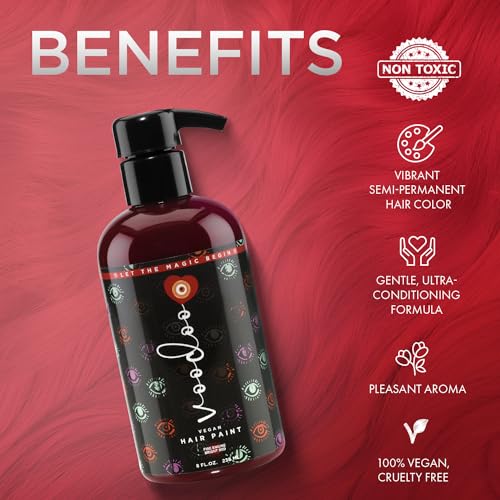 Bright Red Semi-Permanent Hair Dye - Vegan Formula, 8 Oz