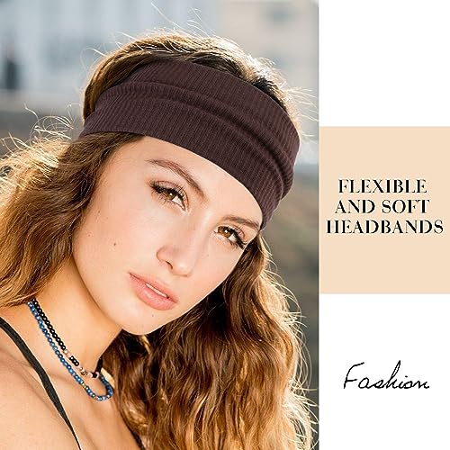 TERSE Classic Headbands for Women - Wide Non-Slip Boho Hair Bands, 6 Pack