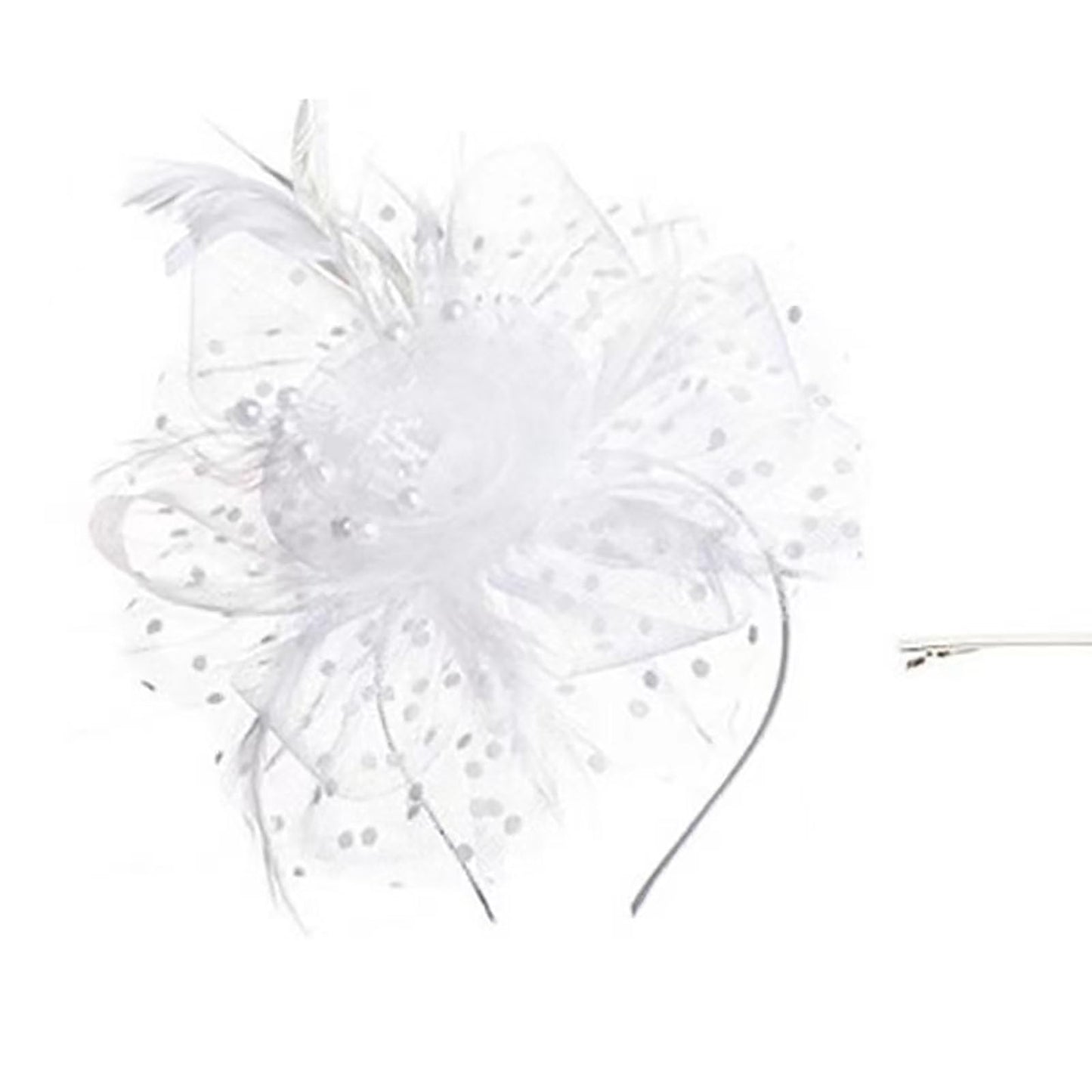 Fascinators Hats 20s 50s Pillbox Hat Cocktail Tea Party for Women (White, One Size)