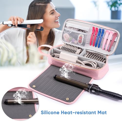 ELCUPA 2-in-1 Hair Tools Travel Bag with Heat Resistant Mat