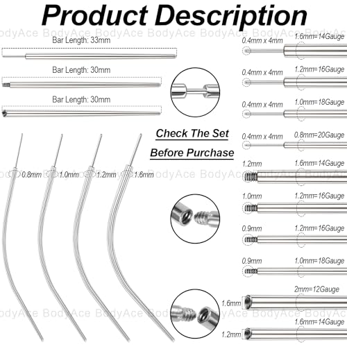 BodyAce Piercing Taper Tool - Stainless Steel Jewelry Insertion Kit
