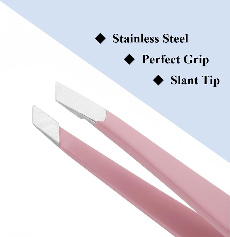 Made in Solingen, Germany - Apexay Professional Slant Tip Tweezers – Premium German Steel, Ultra Precision Grip, Salon Quality for Eyebrow and Fine Hair Removal (Pink)