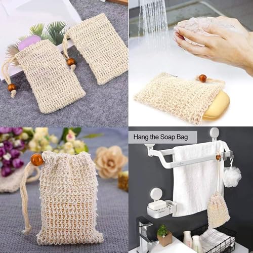 Sopurrrdy Natural Sisal Soap Saver Bag - Exfoliating Soap Pouch (20 Pack)