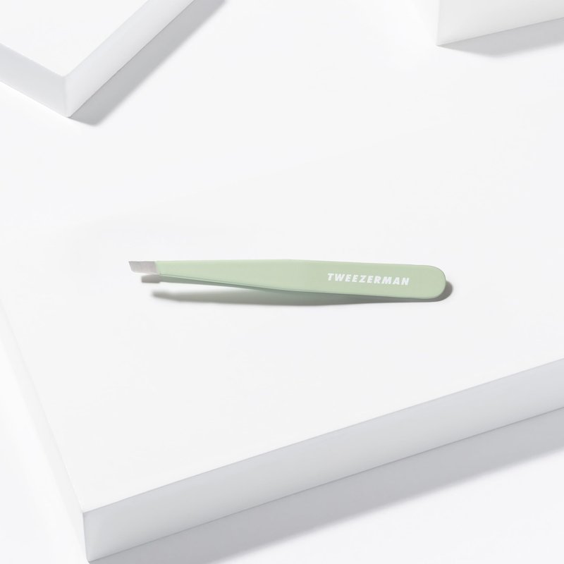 Tweezerman Stainless Steel Slant Tweezer - Eyebrow Tweezers for Women and Men (Pistachio)