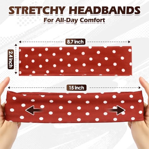 Vintage Polka Dot Headbands for Women 8pcs - Retro Hair Accessories, Girl Gift Set