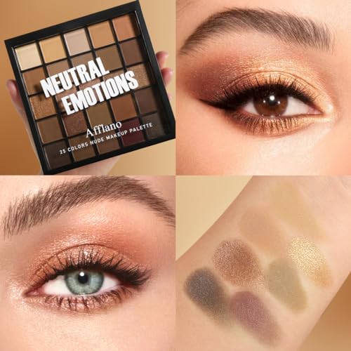 Oygcee Nude Neutral Eyeshadow Palette - 25 Matte & Shimmer Natural Eye Shadow Set for Hazel & Brown Eyes
