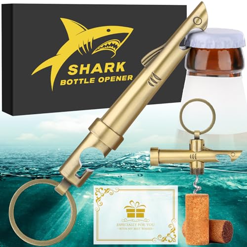 LKKCHER Shark Bottle Opener Keychain - 2-in-1 Corkscrew for Beer & Wine