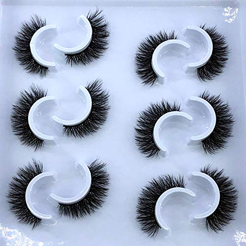 HBZGTLAD MDF-10 6 Pairs Natural Faux Mink 3D False Eyelashes Pack