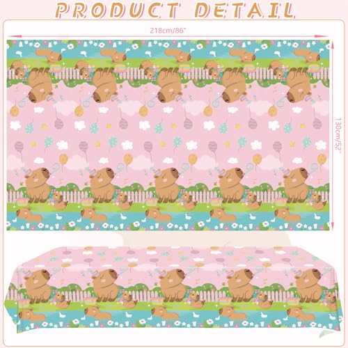 4 Pack Pink Capybara Birthday Party Tablecloths - 51" x 86"