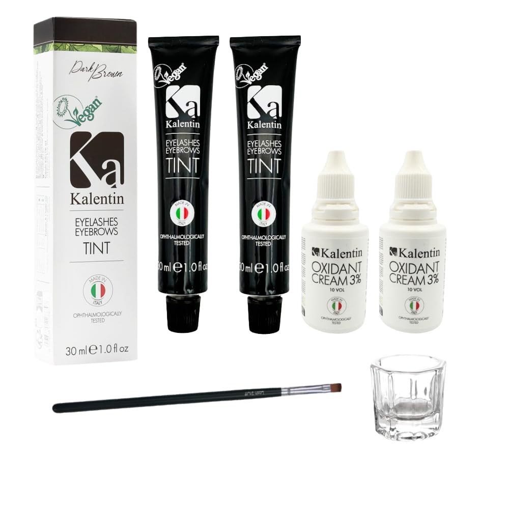 Kalentin Eyebrow Color 2-Pack with 2 Developers - Deep Black Tint