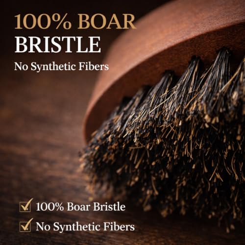 G.B.S Travel Size Beard Brush - 100% Boar Bristle with Wood Handle (No. 3)