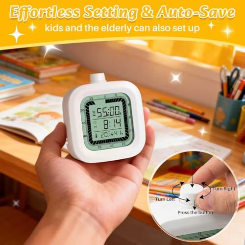 VLEJEARI 4-in-1 Visual Timer with Alarm & Temperature Monitor