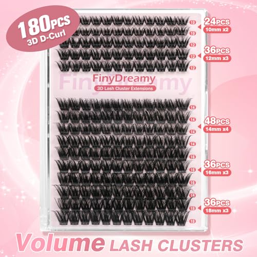 3D Fluffy Eyelash Clusters - D Curl Volume Extensions 10-16mm